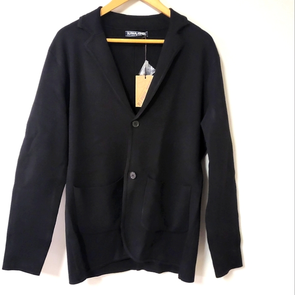 PJ PAUL JONES Men's Cardigan Sweater Shawl Collar Button Down Knit Blazer Jacket - Picture 4 of 12